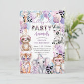 Rufen Sie alle Party Tiere Jungle Safari Geburtsta Einladung (Stehend Vorderseite)