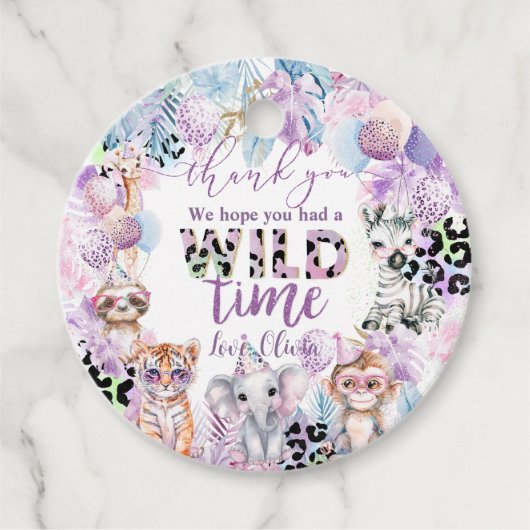 Rufen Sie alle Party Tiere Jungle Safari Geburtsta Geschenkanhänger (Vorderseite)