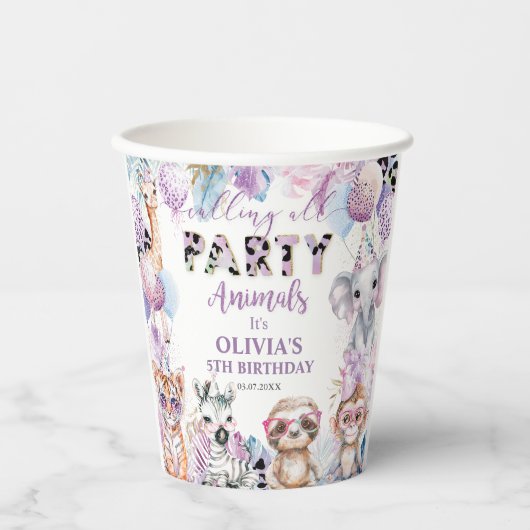 Rufen Sie alle Party Tiere Jungle Safari Geburtsta Pappbecher (Vorderseite)