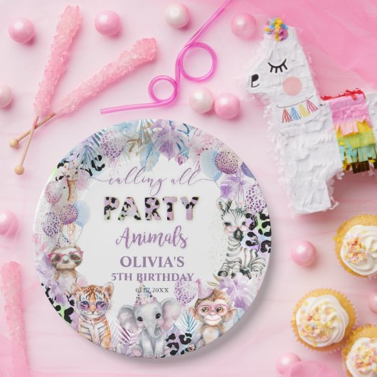 Rufen Sie alle Party Tiere Jungle Safari Geburtsta Pappteller (Party)