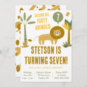 Rufen Sie alle Party Tiere! Lion, Safari Geburtsta Einladung (Vorne/Hinten)