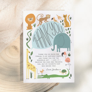 Rufen Sie alle Party Tiere! Modern Birthday Party Dankeskarte