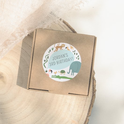 Rufen Sie alle Party Tiere! Modern Birthday Party Runder Aufkleber