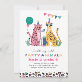 Rufen Sie alle Party Tiere Safari Jungle Geburtsta Einladung (Vorderseite)