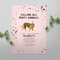 Rufen Sie alle Party Tiere Tiger Pink Geburtstag