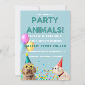Rufen Sie alle Party Tiere Welpen Hund Geburtstag Einladung