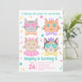 Rufen Sie alle pawty Animals Niedlich Kitty Cat Ge Einladung (Stehend Vorderseite)