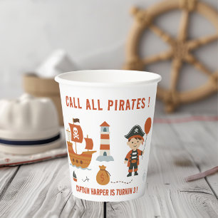 Rufen Sie alle Piraten zum Geburtstag Papier Cup a Pappbecher
