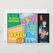 Rufen Sie alle Superheroes Comic Buch 5. Geburtsta Einladung (Vorderseite)