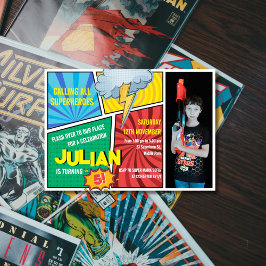 Rufen Sie alle Superheroes Comic Buch 5. Geburtsta Einladung