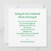 Rufen Sie alle wilden Kreaturen! Raccoon-Geburtsta Einladung (Rückseite)