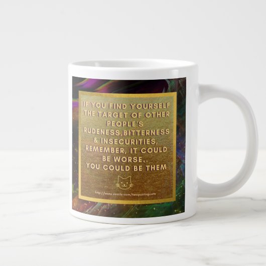 Rufen Sie auf und vergessen Sie die unruhigen Leut Jumbo-Tasse (Rechts)