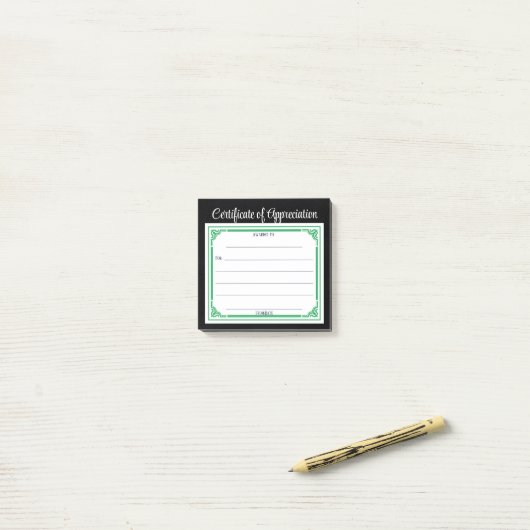 Rufen Sie das Ekudos-Zertifikat aus Post-it Klebezettel (Auf Schreibtisch)