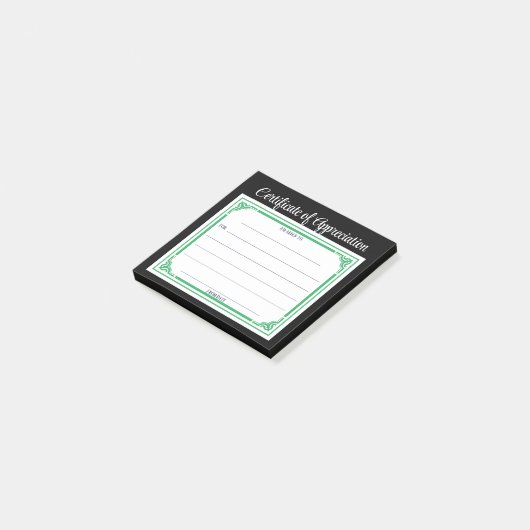 Rufen Sie das Ekudos-Zertifikat aus Post-it Klebezettel (angewinkelt)