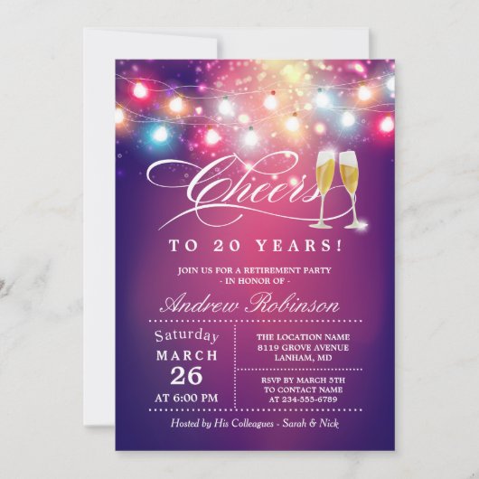 Rufen Sie das Party Champagner String Lights zur B Einladung (Vorderseite)