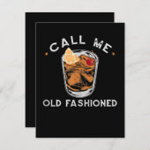 Rufen Sie den altmodischen Whiskey Drink Cocktail Dankeskarte (Vorne/Hinten)