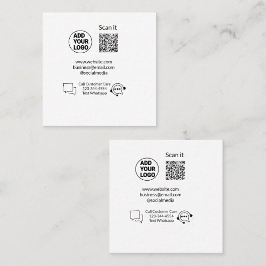 Rufen Sie den Text für die Kundenbetreuung auf, we Quadratische Visitenkarte (Vorne/Hinten)