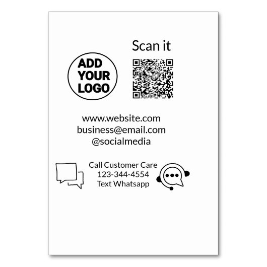 Rufen Sie den Text für die Kundenbetreuung auf, we Tischnummer (Rückseite)