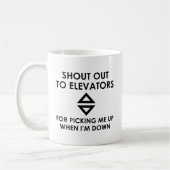 Rufen Sie die Aufzüge an Kaffeetasse (Links)