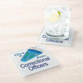 Rufen Sie die Beamten der Strafverfolgungsbehörden Glasuntersetzer (Schrägansicht)