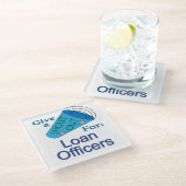 Rufen Sie die Kreditvermittler aus Glasuntersetzer (Schrägansicht)