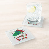 Rufen Sie für die Elfen des Weihnachtsmanns aus Glasuntersetzer (Schrägansicht)