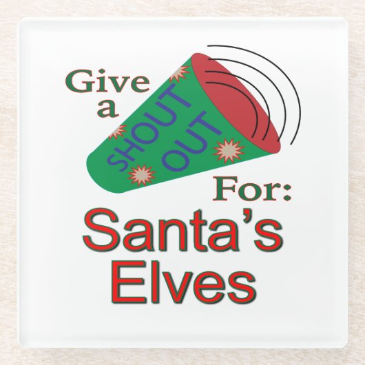 Rufen Sie für die Elfen des Weihnachtsmanns aus Glasuntersetzer (Vorderseite)