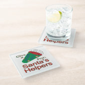 Rufen Sie für Helfer des Weihnachtsmanns aus Glasuntersetzer (Schrägansicht)