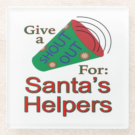 Rufen Sie für Helfer des Weihnachtsmanns aus Glasuntersetzer (Vorderseite)