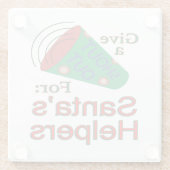 Rufen Sie für Helfer des Weihnachtsmanns aus Glasuntersetzer (Rückseite)