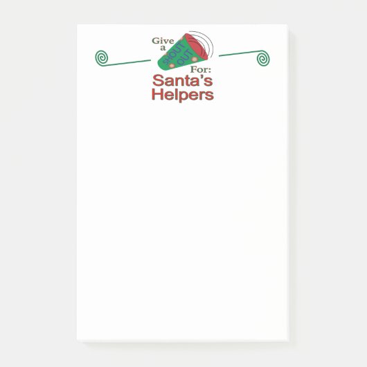 Rufen Sie für Helfer des Weihnachtsmanns aus Post-it Klebezettel (Vorderseite)