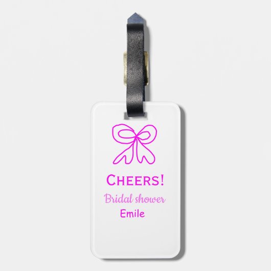 Rufen Sie lila rosa Bug Brautparty hinzufügen Name Gepäckanhänger (Rückseite vertikal)