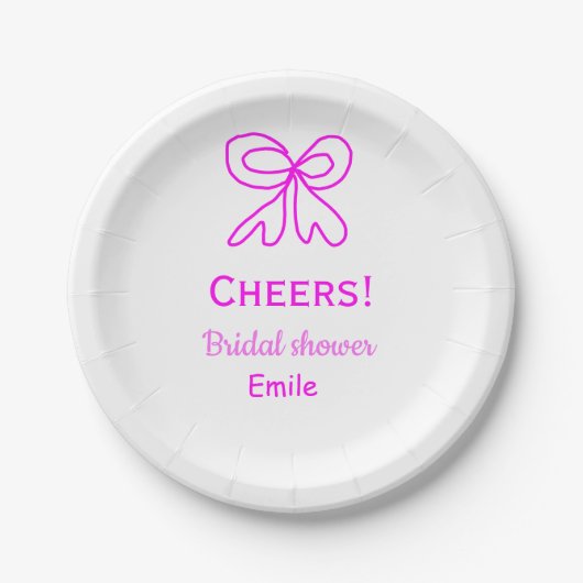 Rufen Sie lila rosa Bug Brautparty hinzufügen Name Pappteller (Vorderseite)