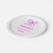 Rufen Sie lila rosa Bug Brautparty hinzufügen Name Pappteller (Schrägansicht)