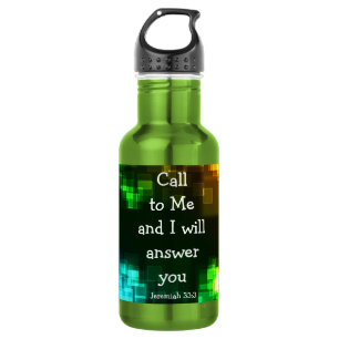 Rufen Sie mich an, Bible Verse Jeremiah 33:3 Wasse Trinkflasche