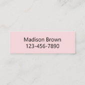 Rufen Sie mich in Pink und Schwarz Ihre Telefonnum Mini Visitenkarte (Rückseite)