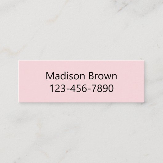 Rufen Sie mich in Pink und Schwarz Ihre Telefonnum Mini Visitenkarte (Rückseite)