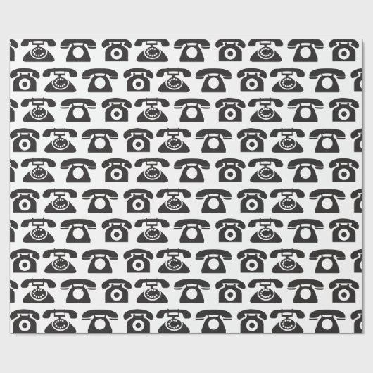 Rufen Sie mich Retro Telefon-Packpapier-Schablone Geschenkpapier (Flach)