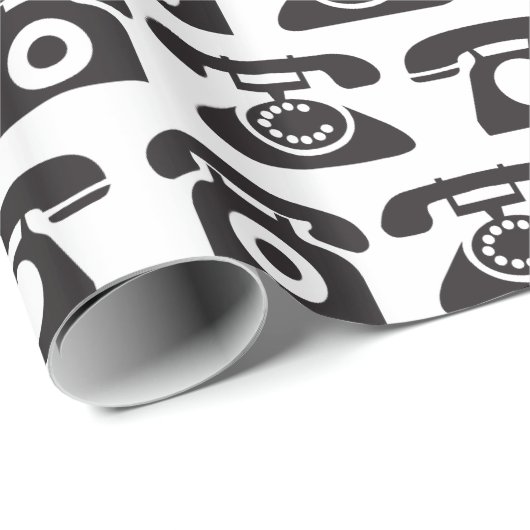 Rufen Sie mich Retro Telefon-Packpapier-Schablone Geschenkpapier (Rolleneckpunkt)