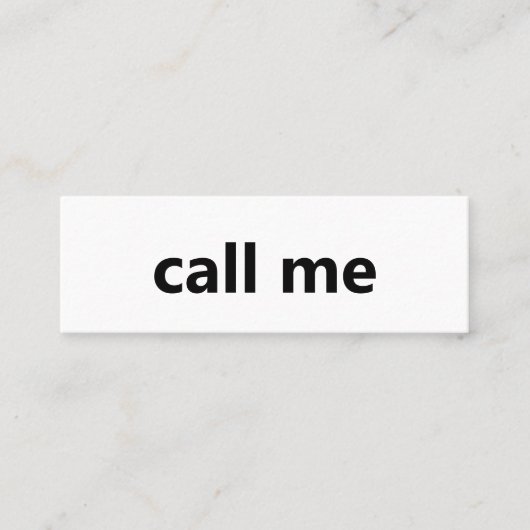Rufen Sie mich weiße Telefonnummer und schwarze Te Mini Visitenkarte (Vorderseite)