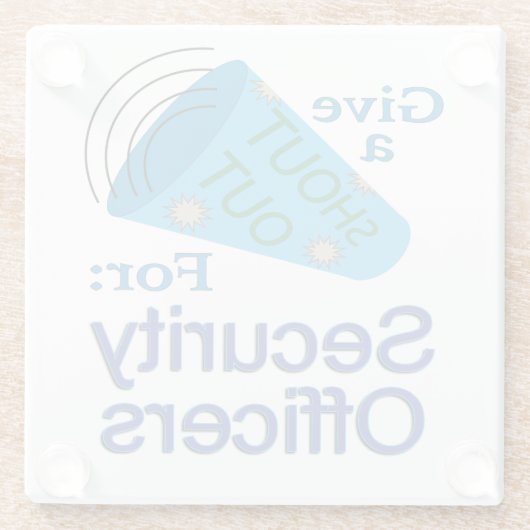 Rufen Sie Sicherheitsbeamte aus Glasuntersetzer (Rückseite)