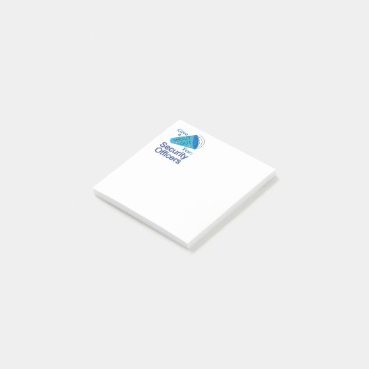 Rufen Sie Sicherheitsbeamte aus Post-it Klebezettel (angewinkelt)