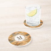 Ruff Brown Wood Texture & White Circles Akzente Untersetzer (Seite)