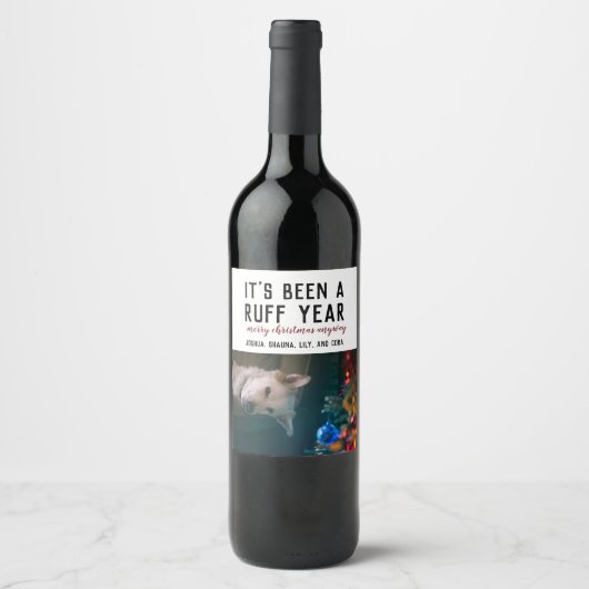 Ruff Year 2020 Christmas Pet Foto Weinetikett (Vorderseite)