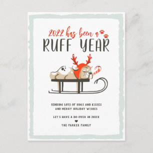Ruff Year Funny Dog Weihnachtsfeiertag Postkarte