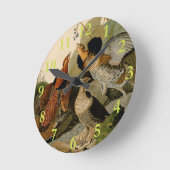 Ruffed Grouse Audubon Game Bird Runde Wanduhr (Winkel)