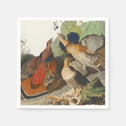 Ruffed Grouse Audubon Wildlife Painting Serviette (Vorderseite)