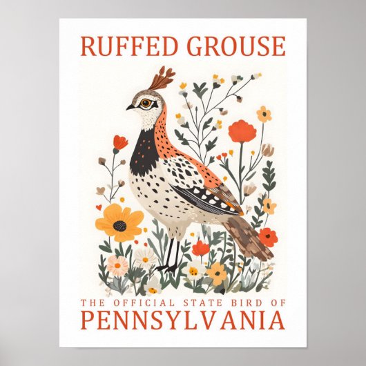 Ruffed Grouse Bird von Pennsylvania Travel Poster (Vorne)