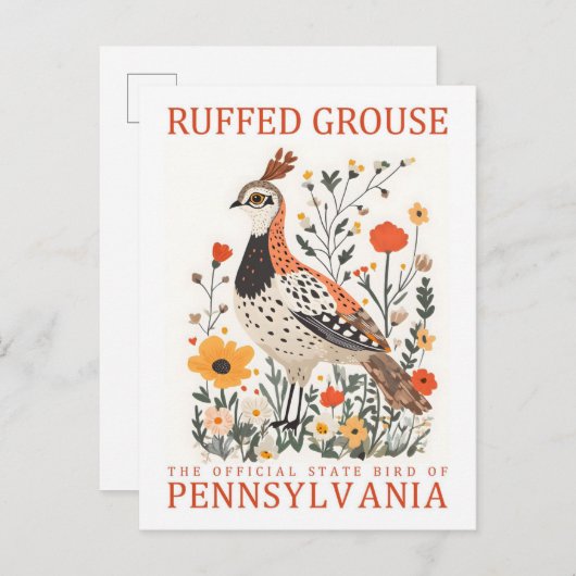 Ruffed Grouse Bird von Pennsylvania Travel Postkarte (Vorne/Hinten)
