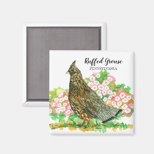 Ruffed Grouse Pennsylvania Mountain Laurel Magnet (Vorderseite/Rückseite)